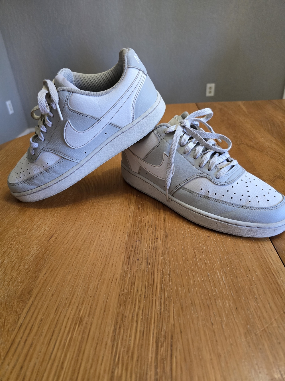 Nike Court Vision White and Light Gray Low-Top Sneakers